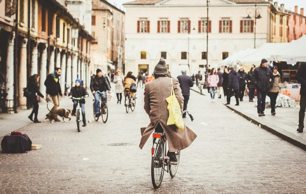 Lifestyle photography man on a bicycle