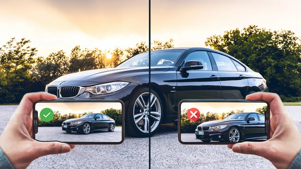 Car photography in correct framing
