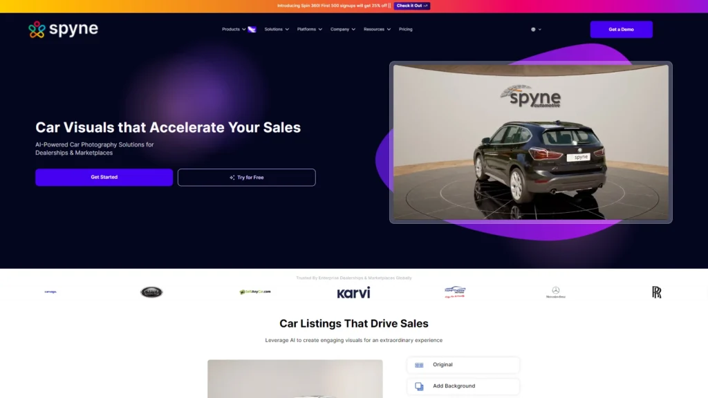 Spyne Landing Page