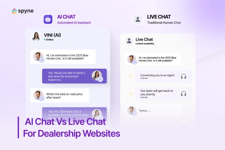 Live Chat vs AI Chat for Car Dealership Websites in 2026 | Spyne