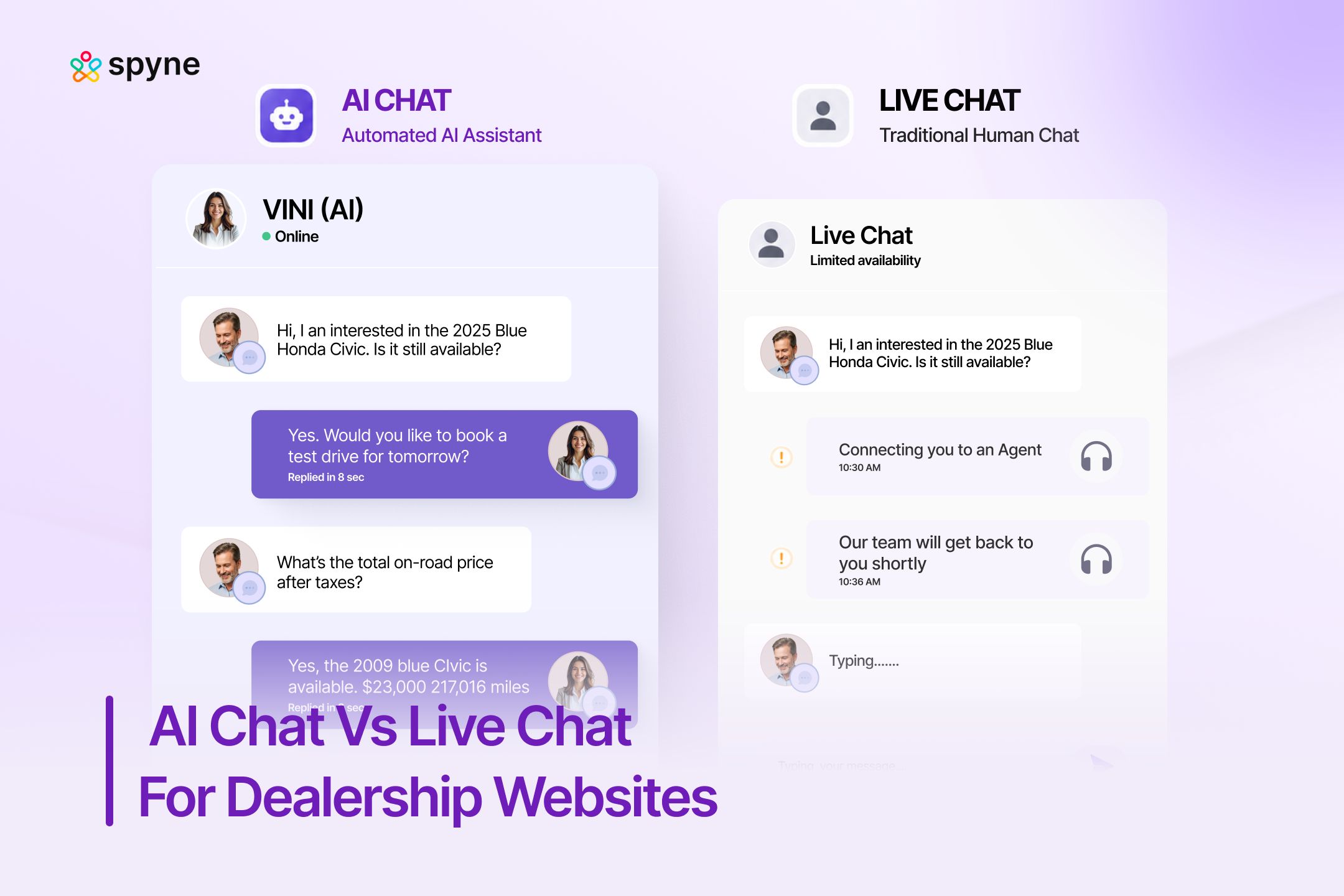 Live Chat vs AI Chat for Car Dealership Websites in 2026 | Spyne