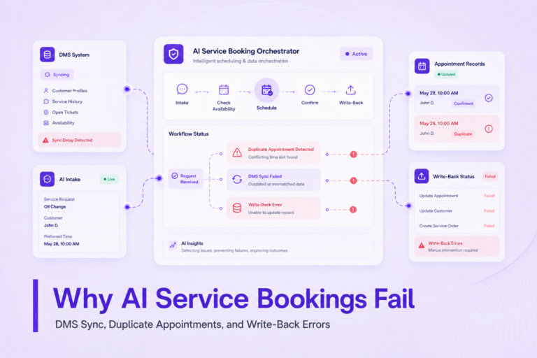 Why AI Service Bookings Fail: DMS Sync, Duplicate Appointments, and Write-Back Errors